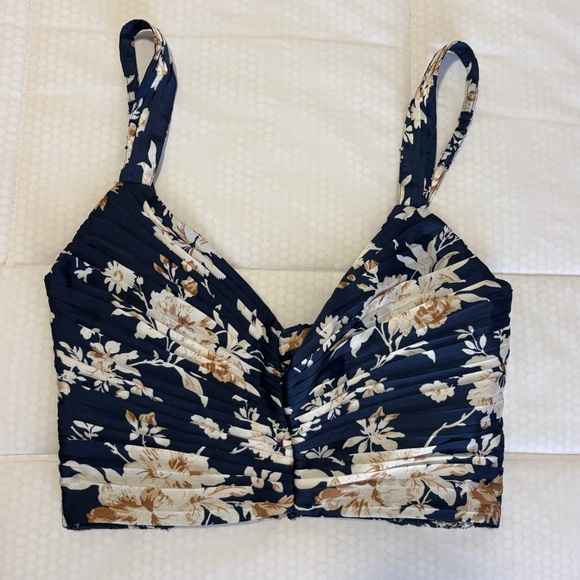 Abercrombie & Fitch Tops - Abercrombie & Fitch Navy Floral Ruched Bralette